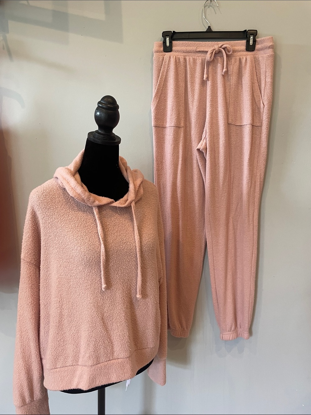 Cozy Plush Hoodie & Jogger Set in Blush Pink medium